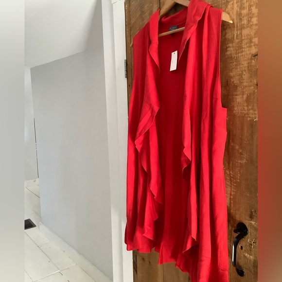 the limited collection red waterfall long sweater vest sleeveless cardigan - Picture 4 of 10